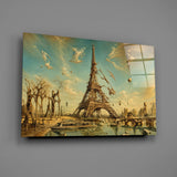 Eiffel Tower Surrealist Style Glass Wall Art