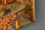 Mount Fuji Pagoda Klimt Style Glass Wall Art