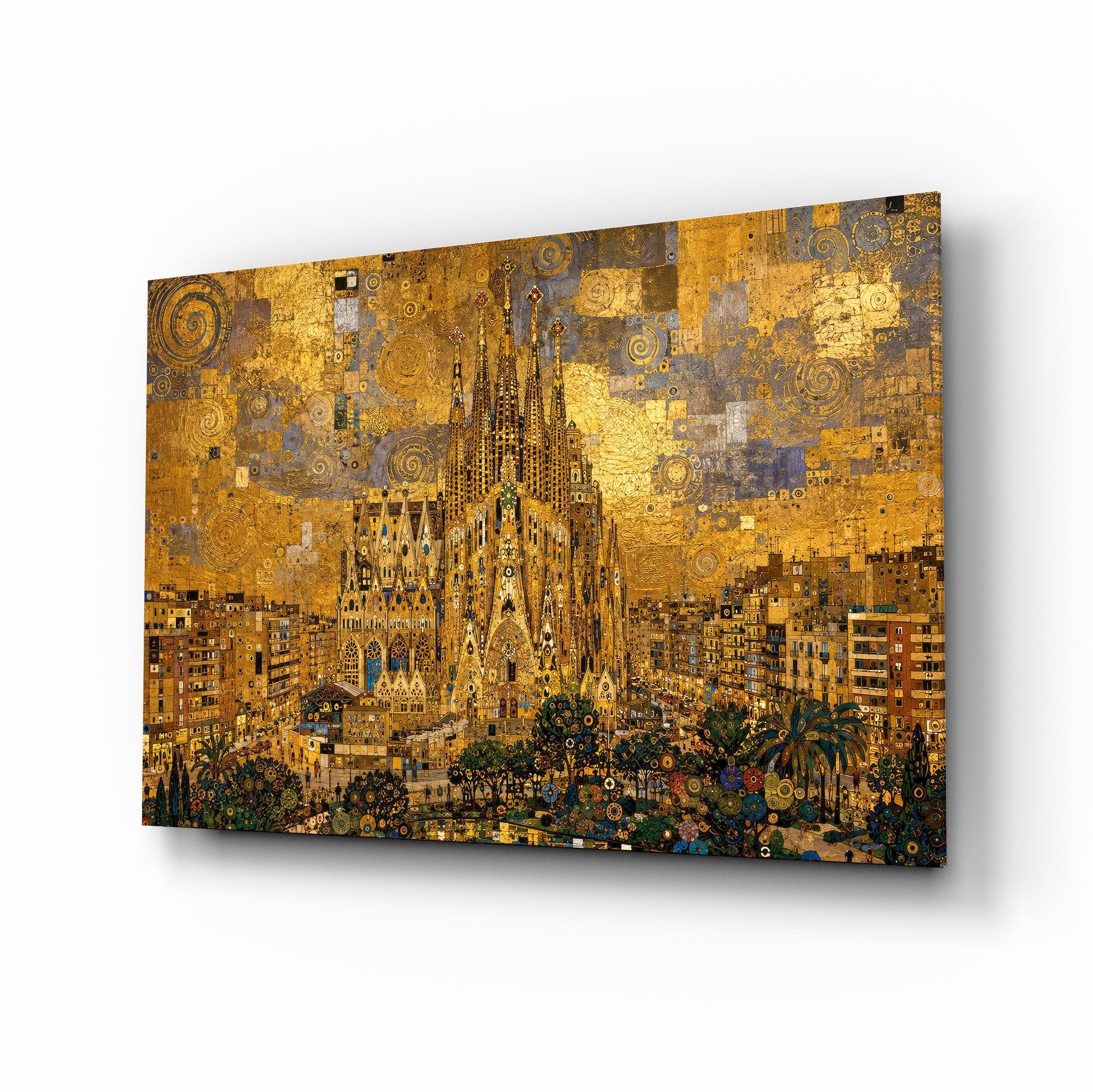 Sagrada Familia Klimt Style Glass Wall Art