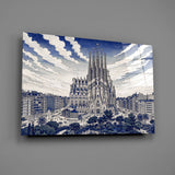 Sagrada Familia Hokusai Style Glass Wall Art