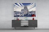 Sagrada Familia Hokusai Style Glass Wall Art