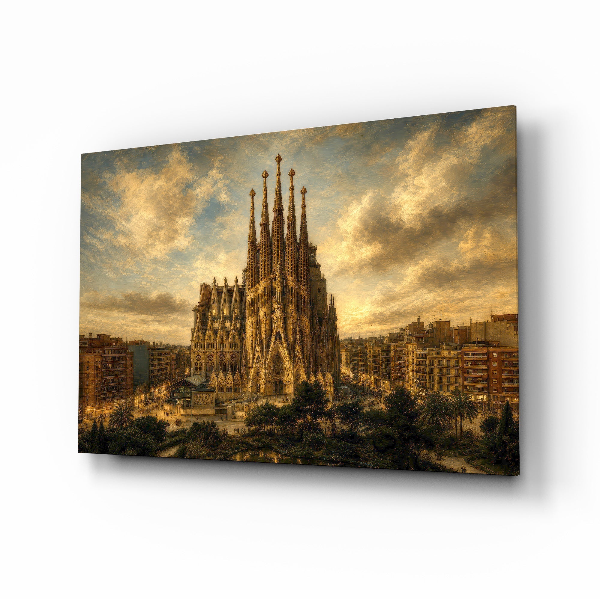 Sagrada Familia Da Vinci Style Glass Wall Art