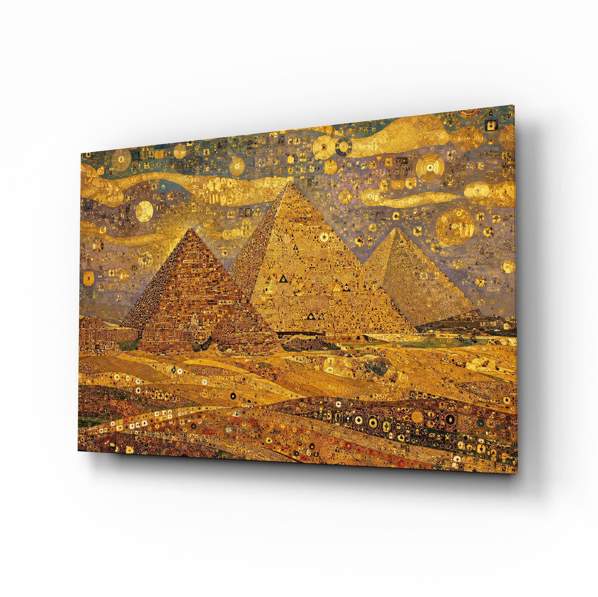Pyramids of Giza Klimt Style Glass Wall Art