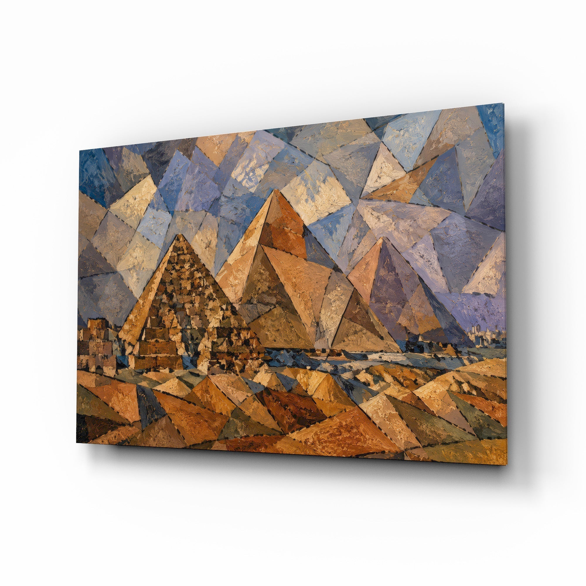 Pyramids of Giza Cubist Style Glass Wall Art