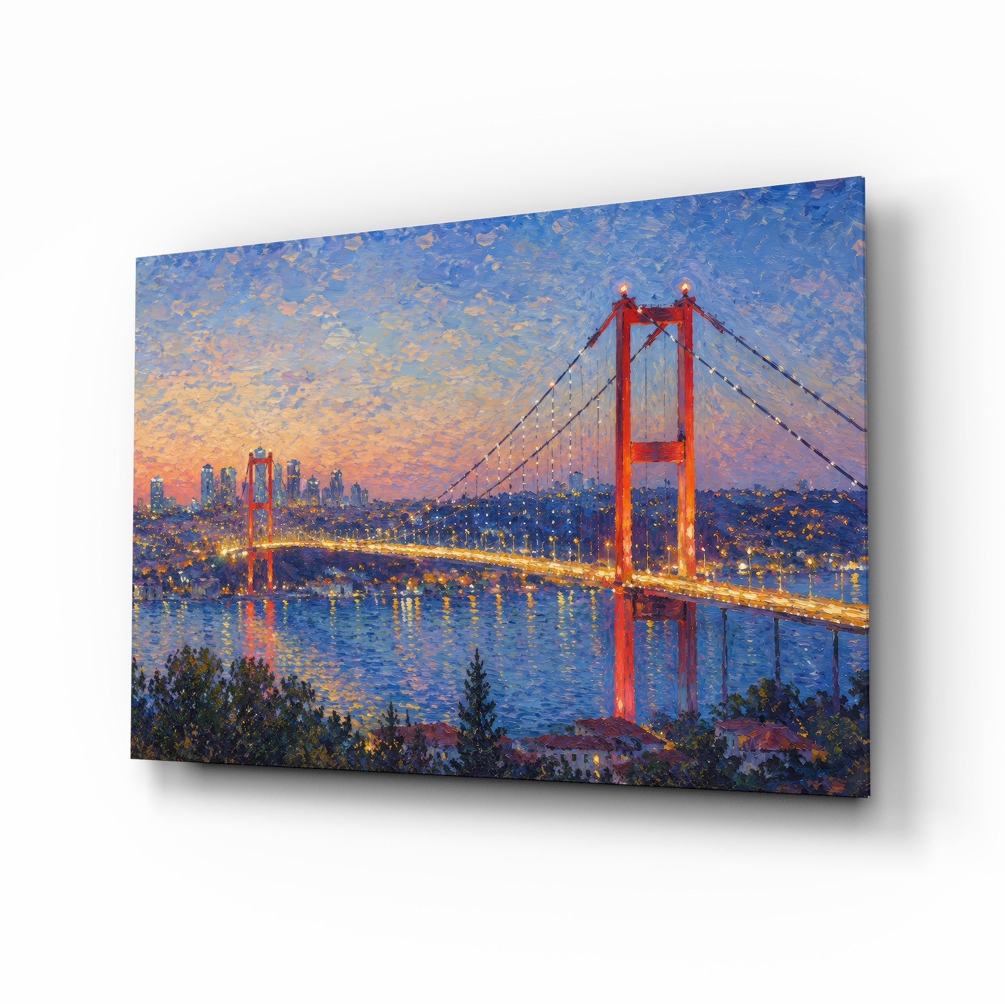 Istanbul Bosphorus Bridge Monet Style Glass Wall Art