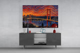 Istanbul Bosphorus Bridge Munch Style Glass Wall Art