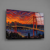 Istanbul Bosphorus Bridge Munch Style Glass Wall Art