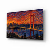 Istanbul Bosphorus Bridge Munch Style Glass Wall Art