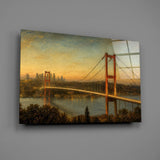 Istanbul Bosphorus Bridge Da Vinci Style Glass Wall Art