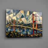 Istanbul Bosphorus Bridge Cubist Style Glass Wall Art