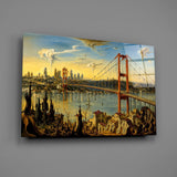 Istanbul Bosphorus Bridge Surrealist Style Glass Wall Art