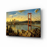 Istanbul Bosphorus Bridge Surrealist Style Glass Wall Art