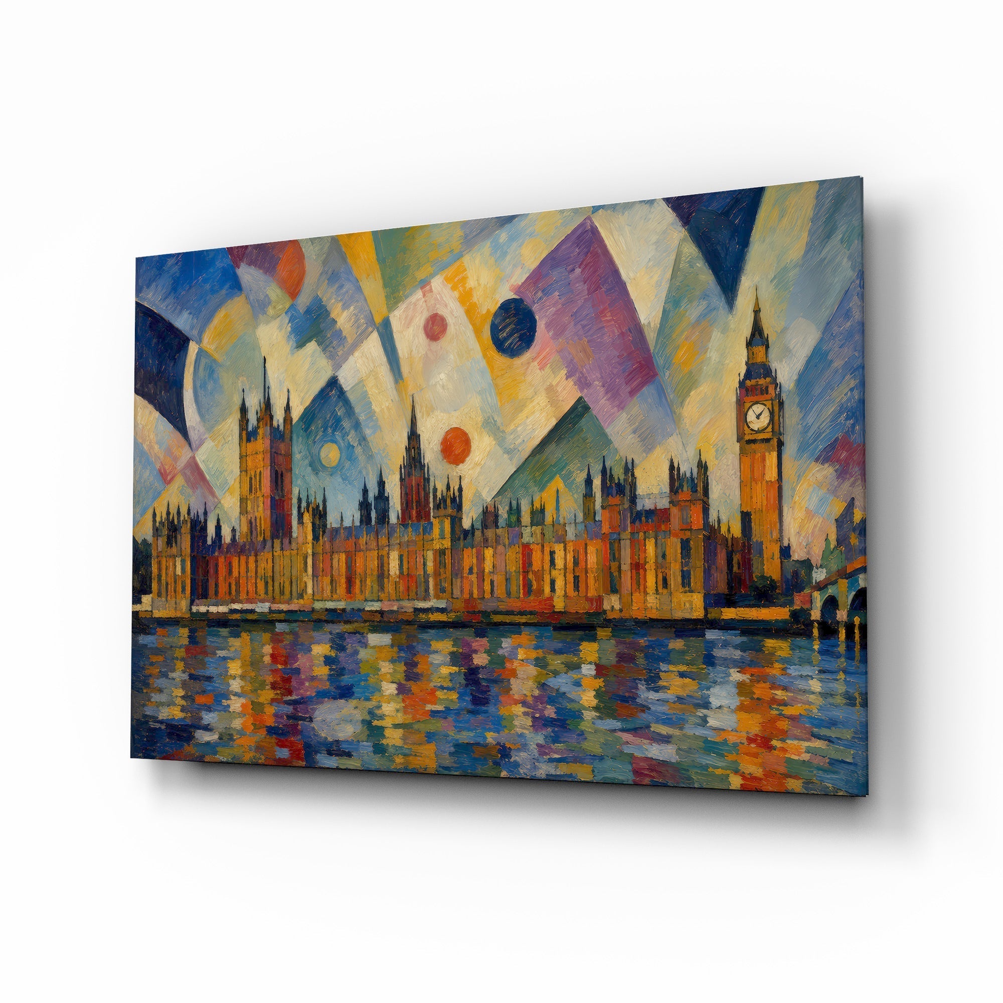Big Ben Westminster Kandinsky Style Glass Wall Art