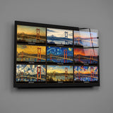 Istanbul Bosphorus Bridge Nine Painting Styles Collage Glass Wall Art