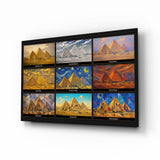Pyramids of Giza Nine Painting Styles Collage Glass Wall Art