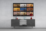 Mount Fuji Nine Painting Styles Collage Glass Wall Art