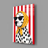 Dalmatian in Polka Dot Headscarf Pop Art Glass Wall Art