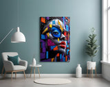 Mosaic Block Woman Portrait Cubist Glass Wall Art