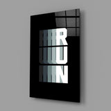 Run Motion Blur Typography Glass Wall Art