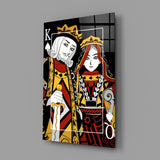 King and Queen of Spades Playing Card Glass Wall Art