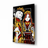 King and Queen of Spades Playing Card Glass Wall Art