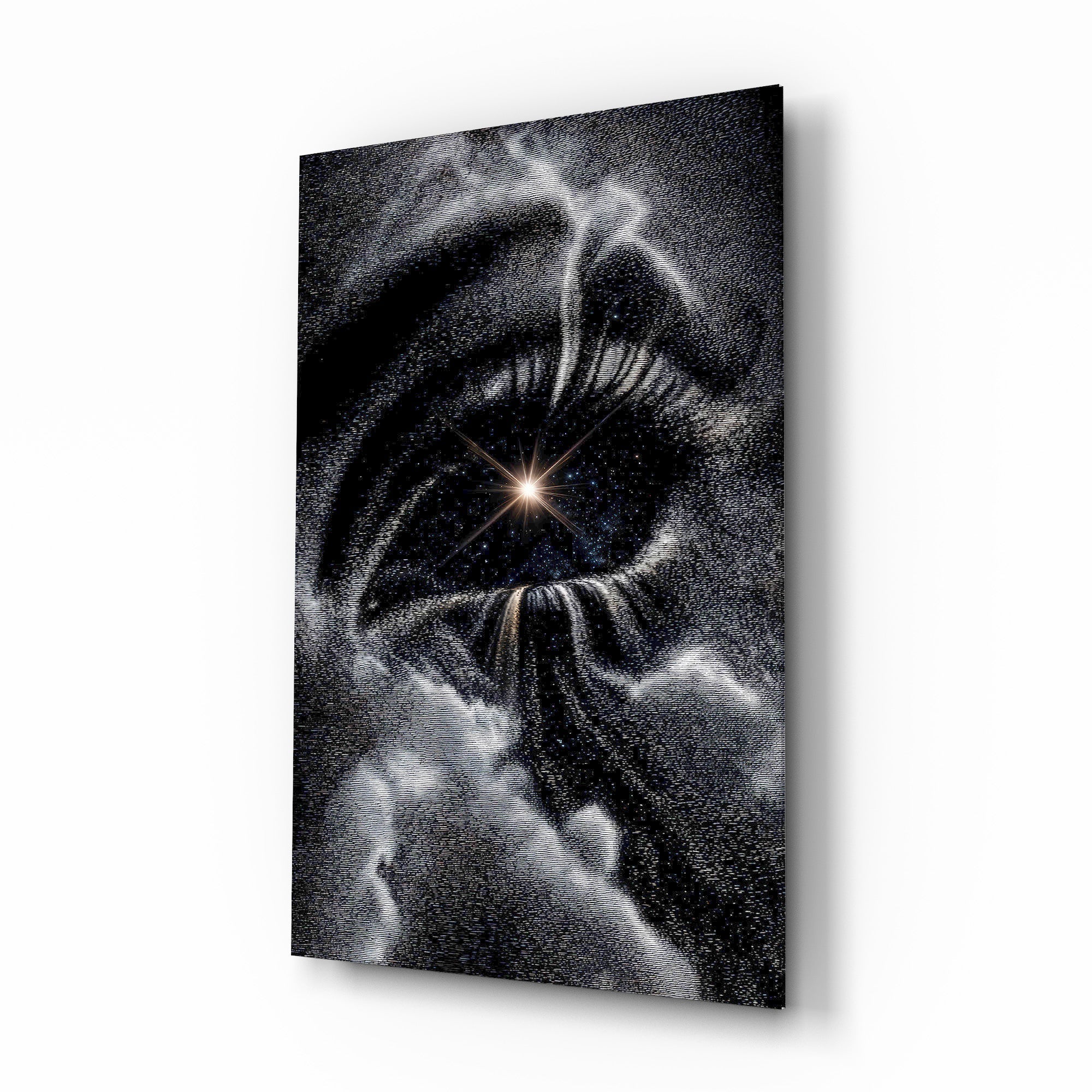 Cosmic Eye Starburst and Clouds Glass Wall Art