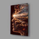 Stardust Profile Cosmic Light Burst Glass Wall Art