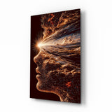 Stardust Profile Cosmic Light Burst Glass Wall Art