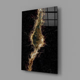 Golden Rift Lightning Nebula Glass Wall Art