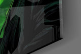 Hooded Figure Neon Green Smoke Glass Wall Art