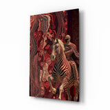 Striped Horse and Rider Dot Pattern Glass Wall Art