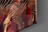 Striped Horse and Rider Dot Pattern Glass Wall Art