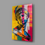 Classical Bust Neon Colour Block Street Art Glass Wall Art