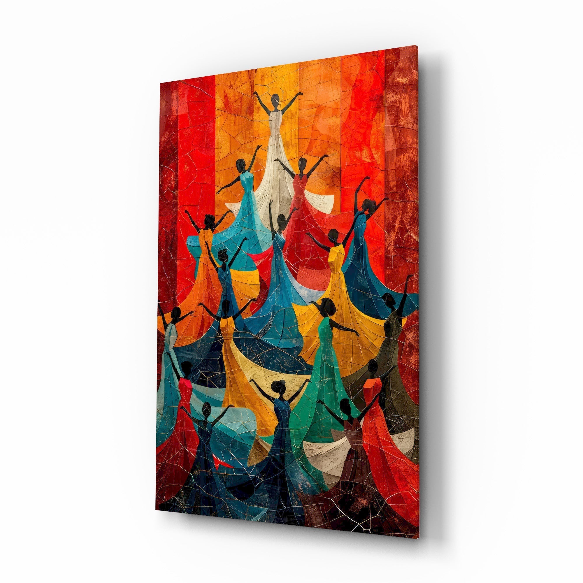 Dancing Women Mosaic Colour Glass Wall Art