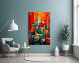 Dancing Women Mosaic Colour Glass Wall Art