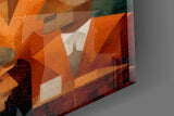 Cubist Town Crowd Terracotta Glass Wall Art