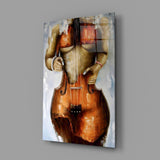 Cello Body Woman Surreal Glass Wall Art