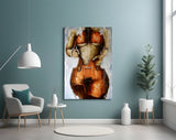 Cello Body Woman Surreal Glass Wall Art