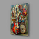 Vintage Band Instruments Still Life Glass Wall Art