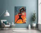 Slam Dunk Silhouette Poster Glass Wall Art