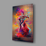 Two Dancers in Colour Storm Glass Wall Art