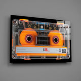 Orange Cassette Tape Macro Glass Wall Art