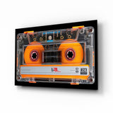 Orange Cassette Tape Macro Glass Wall Art