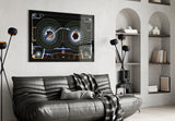 Cosmic Cassette Neon Rings Glass Wall Art