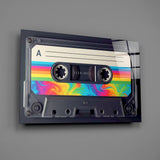 Rainbow Swirl Cassette Side A Glass Wall Art