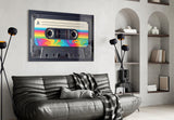 Rainbow Swirl Cassette Side A Glass Wall Art
