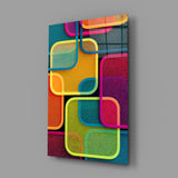 Neon Outlined Squares Abstract Glass Wall Art