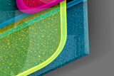 Neon Outlined Squares Abstract Glass Wall Art