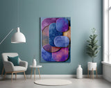 Velvet Rounded Shapes Purple Abstract Glass Wall Art