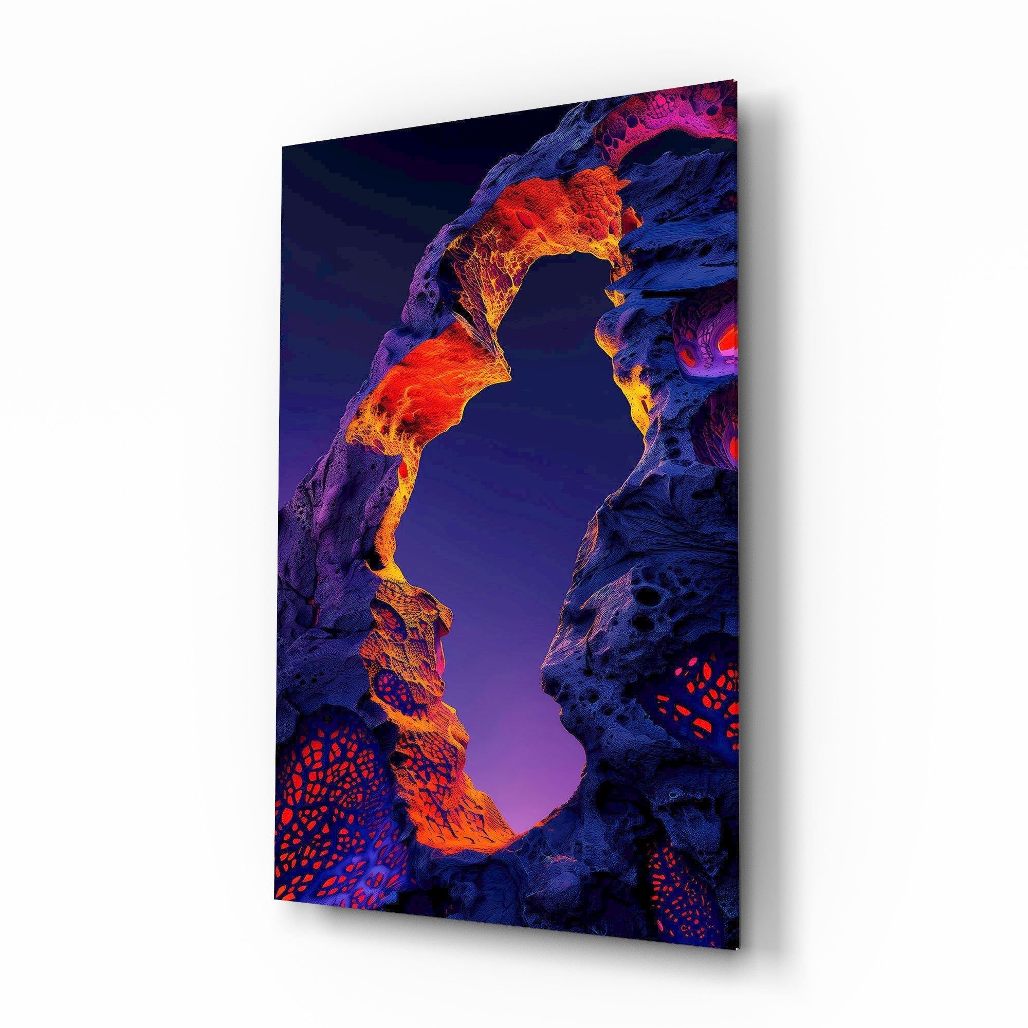 Glowing Lava Arch Surreal Landscape Glass Wall Art